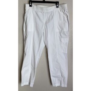 Chicos‎ Weekends 2 Crop US Large Womens White Cargo Pants Pockets Beach Preppy